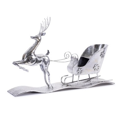 Melrose Metal Reindeer with Sleigh 25.5"L