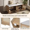 Airsurfer Wood Storage Bench with Cushion & Rattan Doors,Entryway Organizer with Adjustable Shelves,Boho Accent Bench for Hallway or Mudroom - 3 of 4