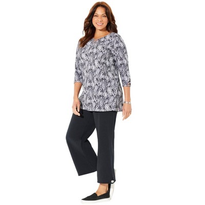 Catherines Women's Plus Size Suprema Crisscross Pullover Tee