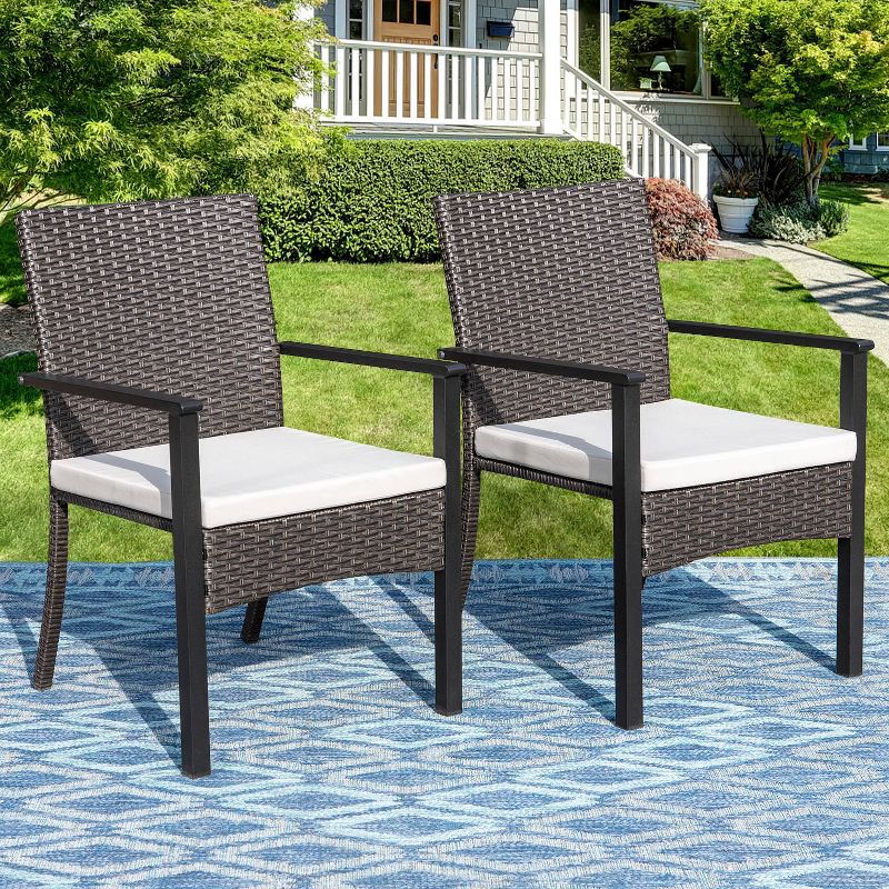 2pk Outdoor Wicker Arm Chairs - Captiva Designs, 3 of 13
