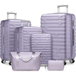 Coolife Luggage Sets 6 Piece with Duffel Bags, Hardside Expandable Suitcases with Spinner Wheels TSA Lock, Lavender - 1 of 4