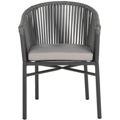 Gray Rope Arm Chairs with Cushions, Set of 2