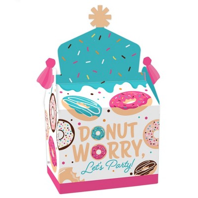 Big Dot of Happiness Donut Worry, Let's Party - Treat Box Party Favors - Doughnut Party Goodie Gable Boxes - Set of 12