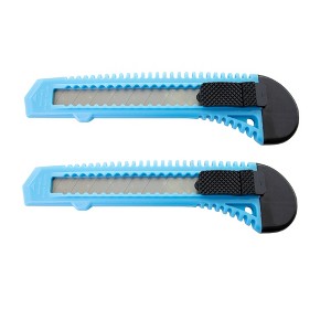 MotoProducts Bulk 6" Box Cutters Sky Blue with Snap-Off Blades and Safety Locks - 1 of 3