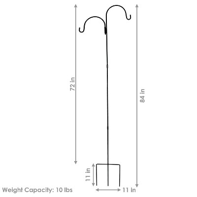 84" Black Steel Double Shepherd Hooks for Outdoor Hanging