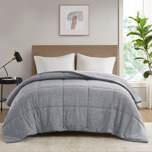 Minimalism Style Cooling Jersey Knit Down Alternative Comforter, Silky & Smooth Lightweight Bedding for All Season, Contemporary Design Bed Blanket - 1 of 4