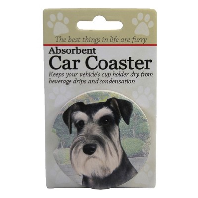 Car Coaster 2.5" Schnauzer Uncropped Coaster Absorbent E & S Pet  -  Coasters