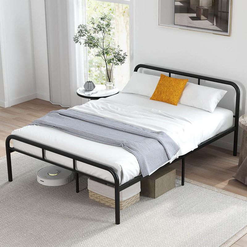 Tangkula Full Size Bed Frame Metal Platform Bed Base w/ Headboard & Footboard Black, 3 of 11
