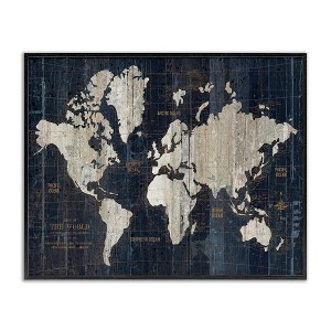 Stupell Industries Distressed Antique World Map Framed Giclee Art, Black, 30" x 24" - 1 of 4