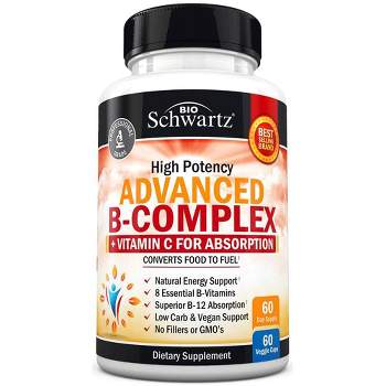 Advanced B-Complex Capsules, Low Carb & Vegan Diet Support, Bioschwartz, 60ct