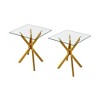 Dolonm 17.72" Square Clear Tempered Glass End Table,Stylish Design with Golden Metal Legs, Side Table for Living Room, 2 pcs - 2 of 4