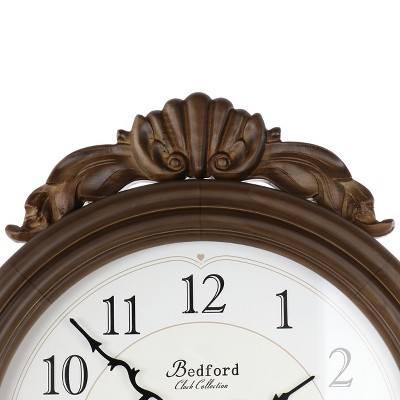 Chestnut Carved Wood Chiming Pendulum Wall Clock