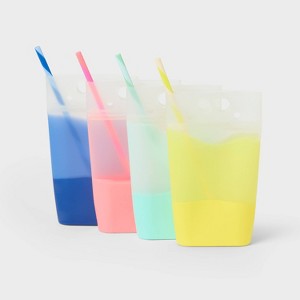 4pk 20 fl oz Silicone Drink Pouches - Sun Squad™ - 1 of 3