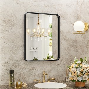 ChicFurnit Decorative Wall Mirrors Rectangle Mirror Aluminum Alloy Frame Bathroom Vanity Wall Mirror for Over Sink Wall, Black, 35.40"*1.30"*23.60" - 1 of 4
