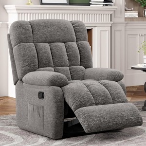 Kumasinova Recliner Chair with Footrest,Upholstered Single Sofa with Side Pocket,110°-160°Adjustable Reclining Sofa for Living Room,Bedroom - 1 of 4