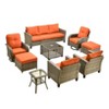 XIZZI Patio Furniture Sets Designed for Outdoor Relaxation, Comfy 3.5-Inch Cushions & 360° Swivel Action for Extra Comfort, 9 Pcs/Set, Orange - 2 of 4