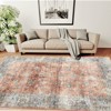 Boho Vintage Floral Printed Area Rug Machine Washable Foldable Ultra Thin Non Slip Stain Resistant Pet Friendly Carpet For Home Decor - 2 of 4
