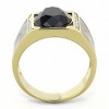 Slickblue Men's Gold IP Stainless Steel Ring, Jet Center Synthetic Onyx with Clear Accents, Oval Style, Sizes 9-13 - 3 of 4