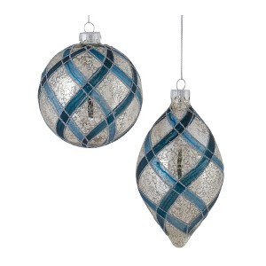 Melrose Glitter Net Glass Ball Ornamnet (Set of 6) - 1 of 4