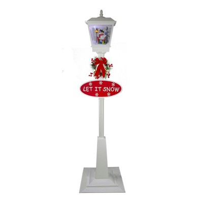 Northlight 70.75" White and Red Lighted Musical Snowman Christmas Street Lamp