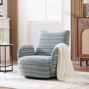 Okak Mid-Century Striped Fabric Swivel Lounge Armchair with Aesthetic Design,Leisure Accent Chair for Living Rooms,Relaxation Areas - 1 of 4