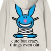 It's Happy Bunny Cute But Crazy Long Sleeve Sand Adult Hooded Sweatshirt - 4 of 4