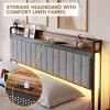 Full Bed Frame with Charging Station, LED Bed Frame with Storage Headboard, Upholstered Platform Bed Frame Full Size - 4 of 4