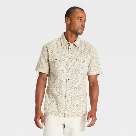 Мужские рубашки Goodfellow & Co Men's Short Sleeve Western Button-Up Shirt - Goodfellow & Co™ Cream S
