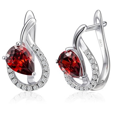 Molenia Teardrop Birthstone Dangle Earrings for Women, 929 Sterling Silver Drop Earrings Latch Back Hypoallergenic Jewelry for Her Wife Mom