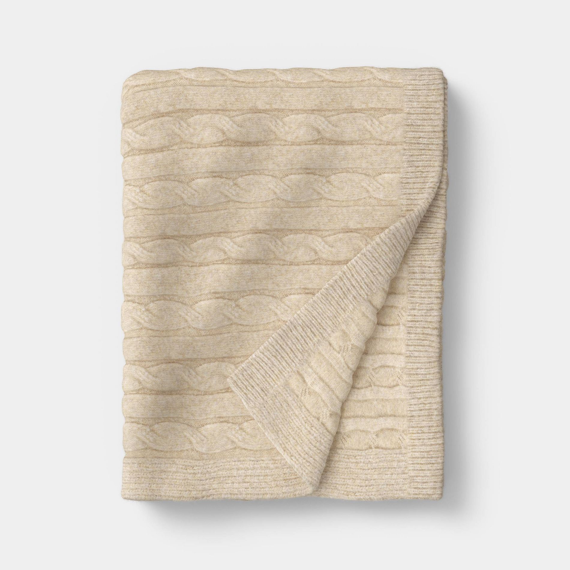 Cozy Cable Knit Throw Blanket Beige - Threshold™