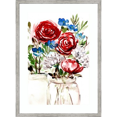 Amanti Art Proud to be an American Bouquet I by Marcy Chapman Wood Framed Wall Art Print 18 in. x 25 in.