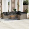 vidaXL 10 Piece Patio Sofa Set with Cushions Gray Poly Rattan - With Table - 2 of 4