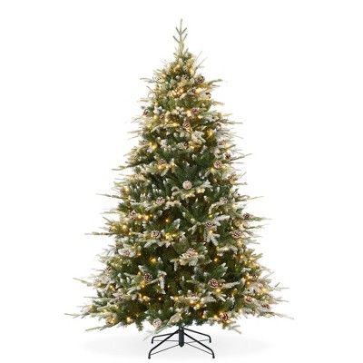 Casafield Pre-Lit Aspen Fir Artificial Christmas Tree with White & Multicolored LED Lights, Sturdy Stand