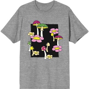 Mushrooms & Flowers Adult Crew Neck Short Sleee Tee - 1 of 2