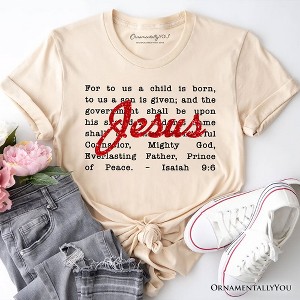 Jesus Christmas Bible Verse T‑Shirt, Isaiah 9:6 Tee for Faithful Believers Natural S - 1 of 4