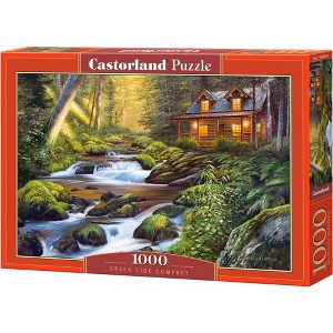 1000 Piece Jigsaw Puzzle, Creek Side Comfort, Cozy forest cottage, Forrest cabin, Adult Puzzle, Castorland C-104635-2 - 1 of 4