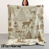 Lomsoe Flannel Christmas Blanket - Vintage Winter Scenes with Reindeer, Snowflakes - All-Season Throw Blanket Christmas Gift. - 2 of 4