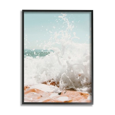 Stupell Industries Splashing Sandy Beach Sea Foam Framed Giclee