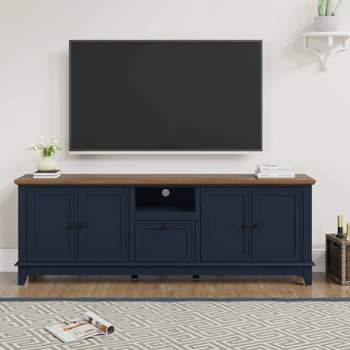 Wide Blue TV Stand with Storage - TV's up to 77 - Rochelle 