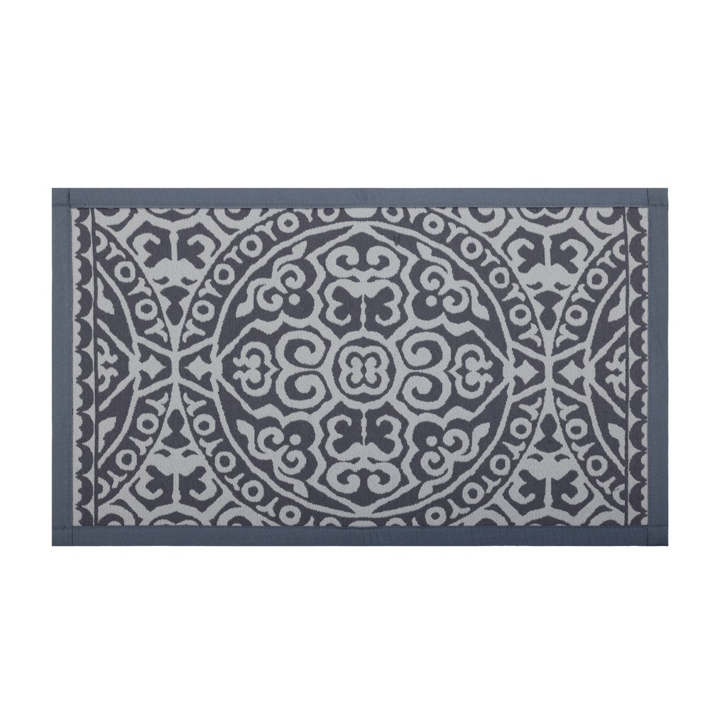 34" x 20" Vintage Print Comfort Kitchen Rug Gray - Threshold™