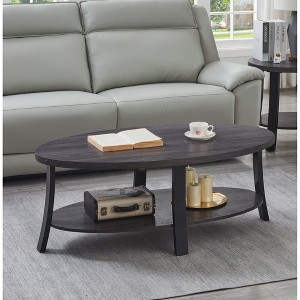 Wood Oval Coffee Table with Shelf, Wide-Curved Legs, and Durable Laminate Top for Living Room or Home - 1 of 4