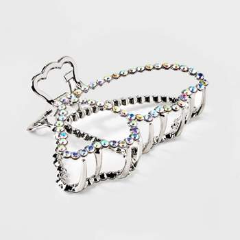 Metal Rhinestone Butterfly Claw Hair Clip - Wild Fable™ Silver
