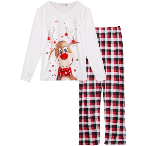 Cheibear Womens Christmas Pajamas Matching Sets Pjs Holiday Home Family  Pajamas Set White X-small : Target