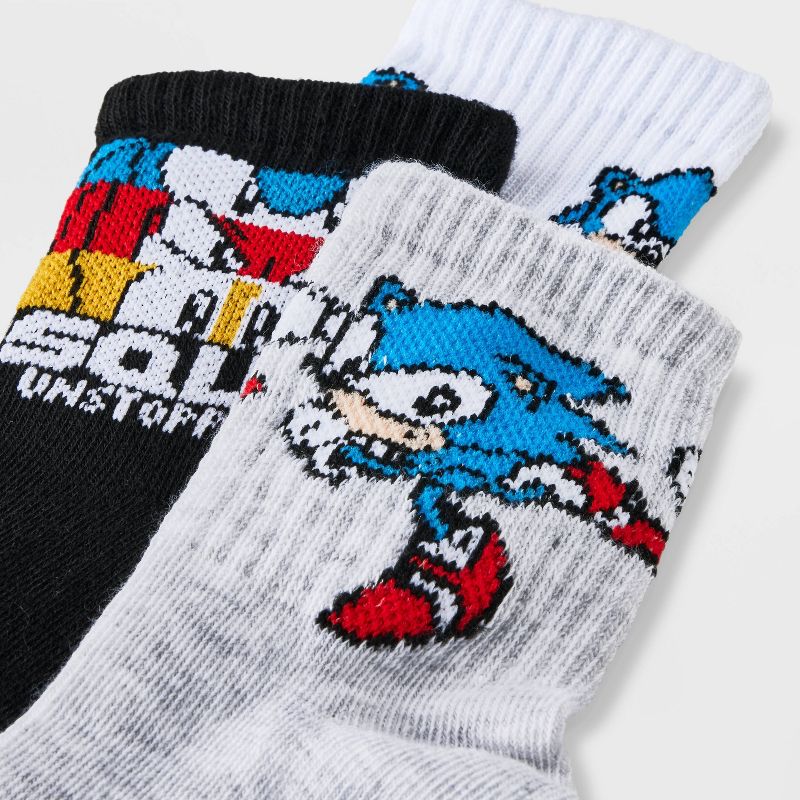 Boys&#39; Sonic the Hedgehog 3pk Crew Socks - Gray, 3 of 6
