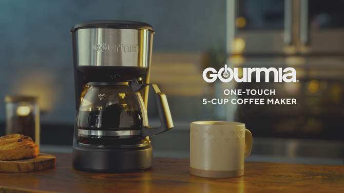 Gourmia 5 Cup One-Touch Switch Coffee Maker with Auto Keep Warm Black, 2 of 10, play video