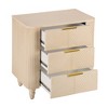 JANSNO Mid-Century Nightstand with 3 Fluted Drawers, Curved Profile & Gold Handles - 3 of 4