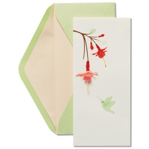 Papyrus Hummingbird And Red Flowers Blank Card - 1 of 3