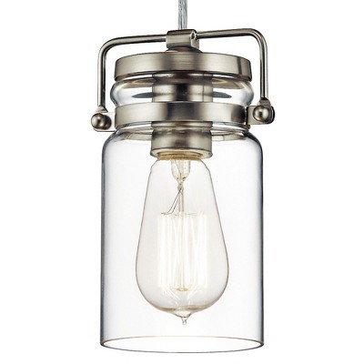 Brushed Nickel Mini Pendant with Clear Glass Shade