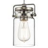 Brinley 7.75" 1 Light Mini Pendant with Clear Glass Brushed Nickel - 2 of 3