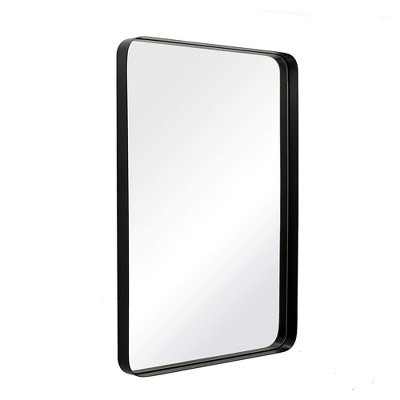 ANDY STAR Modern Decorative 24 x 36 Inch Rectangular Wall Mounted Hanging Bathroom Vanity Mirror with Stainless Steel Deep Metal Frame, Black